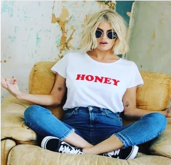 Honning fashion T-shirt afslappet tops tees moletom gøre tumblr t-shirt rejselyst toppe instagram blogger t-shirt sommer tøj