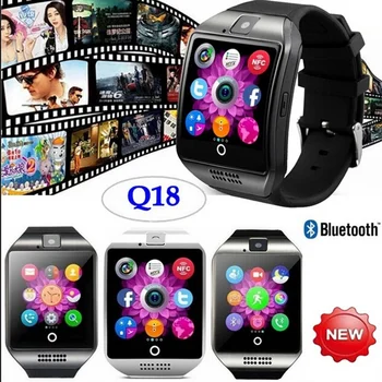 Hot 2018 Q18s Bluetooth Smart Ur Støtte 2G GSM SIM-Kort Lyd Kamera Fitness Tracker Smartwatch til Android, iOS Mobiltelefon