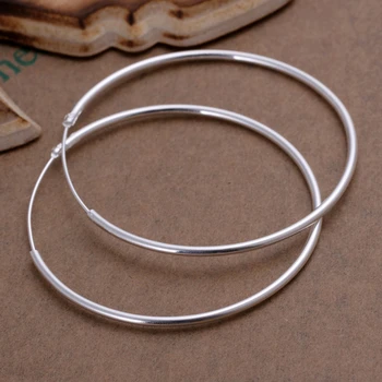 Hot 925 sterling sølv smykker, øreringe, mode tøj til kvinder engros skinnende runde mode øreringe sølv øreringe E042