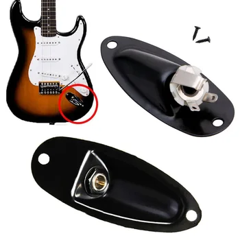 Hot Båd Input-Output Jack Plade Socket Sort Med Skruer For Fender Strat Guitar