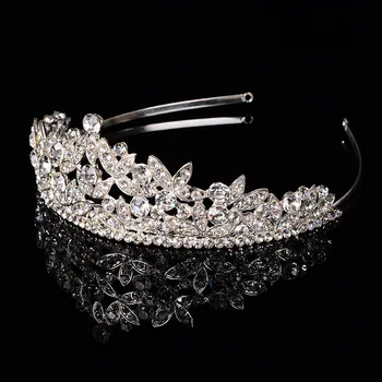 Hot Fashion Nye Brude Prom Prinsesse Hår Tiara Bryllup Østrigske Crystal Crown Slør Hovedbøjle 180327-6