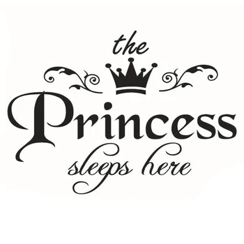 HOT GCZW-Flytbare Prinsessen Sover Wall Stickers Kunst PVC Decals Baby Piger-Værelse (sort)