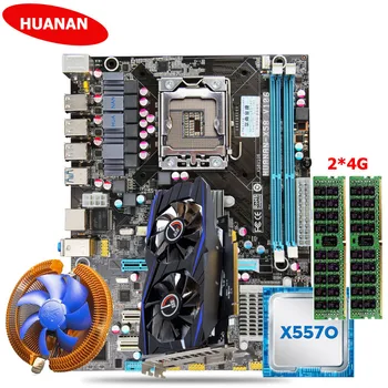 Hot HUANAN X58 LGA1366 bundkort, CPU, hukommelse sæt GTX750Ti 2G grafikkort Xeon X5570 CPU RAM 8G(2*4G) DDR3-server hukommelse RECC