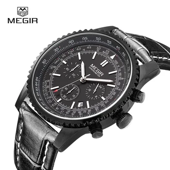 Hot Megir casual brand mænds mekaniske ure lysende stop-ur, til man analog armbåndsur med kalender mandlige 2009 gratis fragt