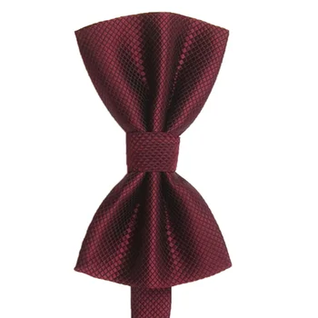 Hot Mænds Almindelig Polyester Pre Bundet Bryllup Bow Tie (mørk rød)