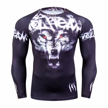 Hot nye design, mode, drenge sommeren mænds T-shirt Wolf 3D printet Kompression mand Base Lag Lange ærmer t-shirts