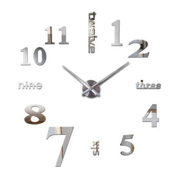 Hot nye Quartz ure mode ure 3d real store vægur skyndte spejl mærkat diy moderne stil, design, indretning ur