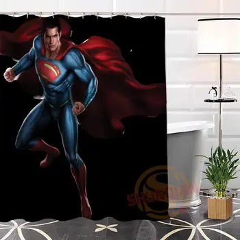 Hot Nye Øko-venlige Brugerdefinerede Unikke superman Moderne badeforhæng badeværelse Vandtæt til dig selv H0220-74
