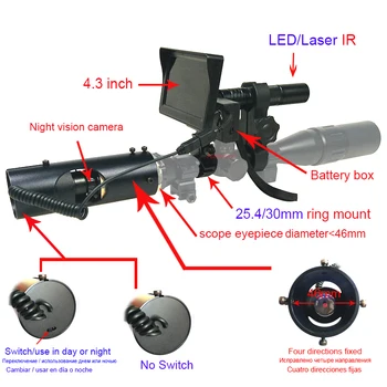 Hot Nyeste Jagt optik syn Anvendelsesområde Infrarød night vision riffelsigte med Infrarød Laser Lommelygte og overvåge