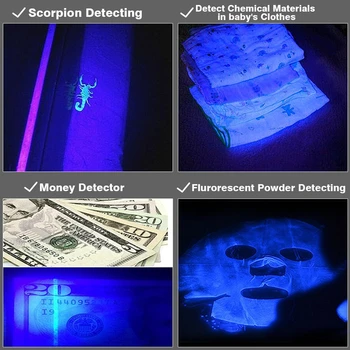 HOT Professionel Fluorescerende påvisning af agens UV 395nm led lommelygte torch-lampe lilla violet lys af AA eller 14500 batteri Z90