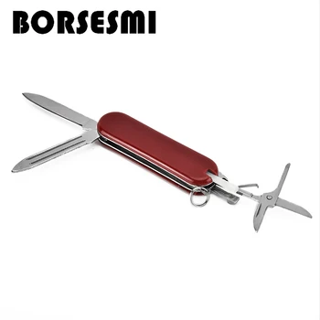 Hot salg 5pcs/masse Mini Rustfrit stål multi-purpose kniv 3 i 1 folde pocket knive bærbare multi-funktion kniv 59mm Rød