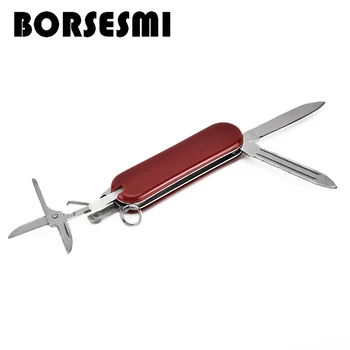 Hot salg 5pcs/masse Mini Rustfrit stål multi-purpose kniv 3 i 1 folde pocket knive bærbare multi-funktion kniv 59mm Rød