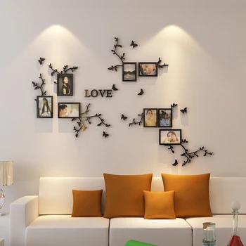 Hot salg fotoramme Mur akryl 3d crystal wall stickers Stue, soveværelse Sofa-TV baggrund vægdekoration