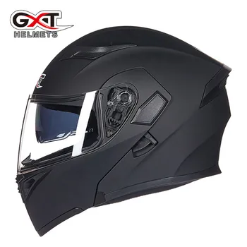 Hot salg GXT 902 Flip Op Motorcykel Hjelm Modulære Moto Hjelm Med Indvendig solskærm Sikkerhed Dobbelt Linse Racing Full Face Hjelme