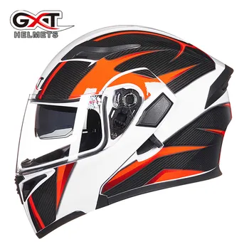 Hot salg GXT 902 Flip Op Motorcykel Hjelm Modulære Moto Hjelm Med Indvendig solskærm Sikkerhed Dobbelt Linse Racing Full Face Hjelme