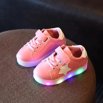 Hot Salg kid Glødende Sneakers Led Sko 2017 Baby Drenge Piger Kinder Schuhe børn bære Solid Farve Anti-slip Bølge Sko Jm41