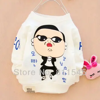 Hot Salg langærmet Kids Fashion Gangnam Style Hvid T-Shirt t-Shirts til Drenge Toppen Børn T-Shirt Baby Tøj til Dreng