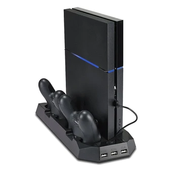 Hot Salg Lodret Stå Cooling Fan Til PlayStation 4 Konsol Køligere Opladning Til PS4 Køligere Med Dobbelt Oplader Ports USB-HUB
