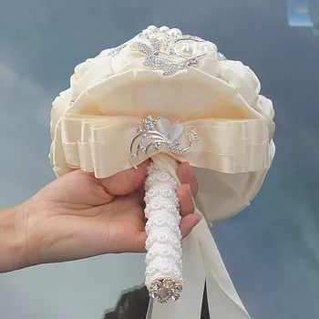 Hot Salg Luksus Gorgeous Wedding Bridal Bouquet, Elegant Perle Bruden Brudepige Buket Crystal Sparkle Tilpasset W228-4