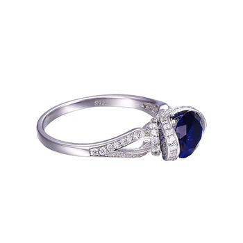 Hot Salg Oval Cut 2ct Blå Safir Ring Ren Massiv 925 Sterling Solid Silver oval Cut Fremme Engagement Bryllup Smykker