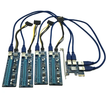 Hot Salg PCIE PCI-E port til PCI Express-1X til 16X Riser-Kort 1 til 4 USB3.0 Multiplikator Hub Adapter Til Bitcoin Mining Miner Minedrift Enhed