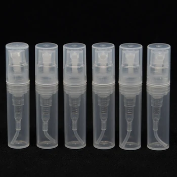 Hot Selling (100pcs/masse) 2 ml Små Plastik Parfume Spray Tomme Flasker Kosmetiske Containere Mini Spray-Flaske Med Gratis Forsendelse