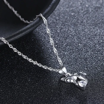 Hot sælge mode lille ræv skinnende krystal kvindelige 925 sterling sølv damer'pendant halskæder kvinder smykker fremme gave