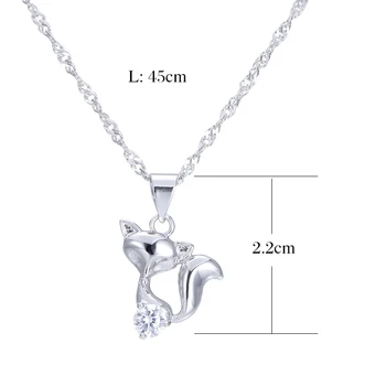 Hot sælge mode lille ræv skinnende krystal kvindelige 925 sterling sølv damer'pendant halskæder kvinder smykker fremme gave