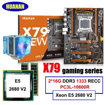 Hot sælger HUANAN deluxe-X79 LGA2011 gaming bundkort Xeon E5 2680 V2 med køligere 32G RAM(2*16G) 1333MHz DDR3 RECC alle testet