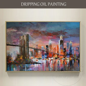 Hot Sælger Høj Kvalitet Hånd-malet Abstrakt New York Olie Maleri på Lærred-Abstrakt Bybilledet Olie Maleri til Udsmykning