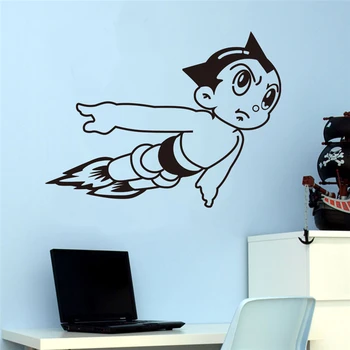 Hot sælger tegnefilm Astro Boy sort vinyl væg srickers for kids room hjem indendørs væg kunst, indretning, diy flytbare klistermærker