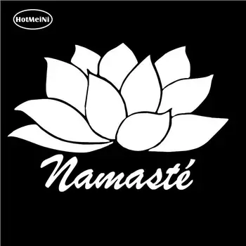 HotMeiNi 9.7*14cm Lotus Blomst Decal Bil Vindue, værdiboks til Bærbar Lastbil Namaste Yoga Søde Vinyl Klistermærke Bil Sticker Sort/Blå