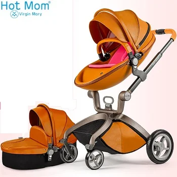 Hotmom klassiske høje landskab PU Læder baby klapvogn,Europæisk standard, Spædbarn folde Vognen vogne Klapvogn