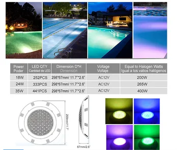 HOTOOK Undervands Lys RGB LED Pool Lys Kit IP68 Med Nye 2Wires Remote Controll Strømforsyning 2to 6STK Sæt For Springvand Dam
