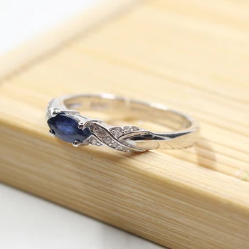 Hotsale naturlige safir ring 3*6mm naturlig safir ædelsten sølv ring 925 solid silver safir ring fra Kinesiske safir m