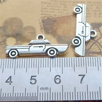 HOVEDPARTEN 30stk Legering Antik Silver Plated Vintage Car charme Rejse Tema Vedhæng 11*27mm 1g