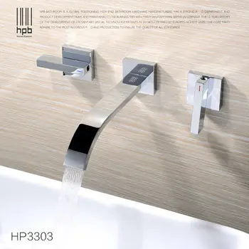 HPB Udbredt Moderne Badeværelse håndvask Håndvask Vandfald Hane vægmonteret blandingsbatteri med Varmt og Koldt Vand HP3303
