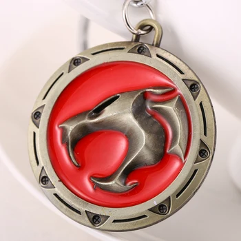 HSIC Dropshipping Tegnefilm Thundercats Logo Røde Guld, Sølv Forgyldt 4,5 cm Metal Nøglering Nøglering Fødselsdag Overraskelse Gaver