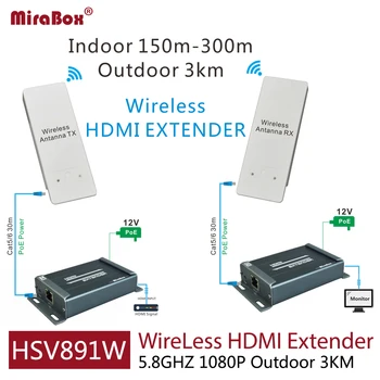 HSV891W 1080P 5,8 GHZ trådløs hdmi extender med audio extractor omfatter senderen og modtageren kan udvide 3KM udendørs
