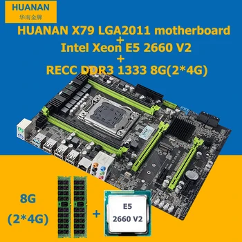 HUANAN V2.49 X79 bundkort CPU RAM sæt X79 LGA2011 bundkort Xeon E5 2660 V2 10 kerner 20 tråde RAM 8G(2*4G) DDR3-1333 RECC