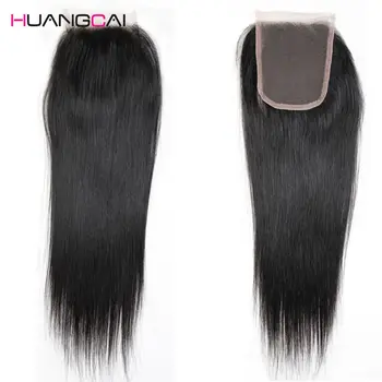 HuangCai Brasilianske glat Hår Med Lukning Human Hair 3 Bundter Med Lace Lukning Non Remy Hår Extensions Aftale 4stk/masse