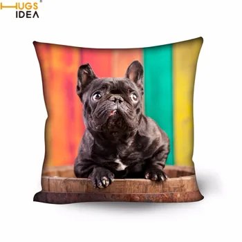 HUGSIDEA Sofa/Cafe/Bil/Stol Sæde, Firkantet Pude Dækker Søde 3D-Hunde-fransk Bulldog/Boston Terrier Udskrivning pudebetræk 50CM*50CM