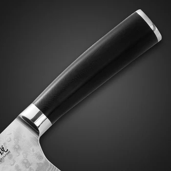 HUIWILL Luksus Damaskus Rustfrit Stål Køkken Knive Japansk Stål Kok Cleaver Udskæring Kniv med G10 Håndtag