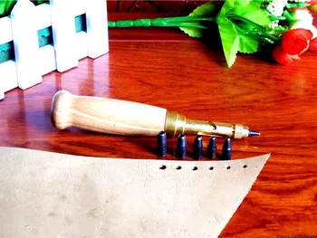 Hul Skrue Punch Sæt Træ Håndtag Med 1,5 mm-4 mm Punch Manuel Presset Læder Håndværk DIY Værktøj Til at Sy Læder Bælte Rem