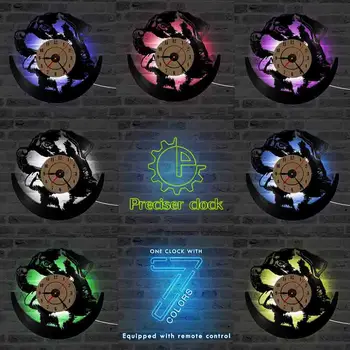 Hule Rottweiler Hund 3D LED-Belysning vægur Moderne Design vinylplade Ur Amimal Silhuet Rum Udsmykning Hængende Ur