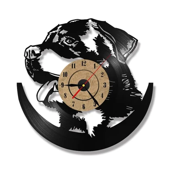 Hule Rottweiler Hund 3D LED-Belysning vægur Moderne Design vinylplade Ur Amimal Silhuet Rum Udsmykning Hængende Ur