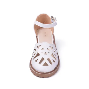 Hule-Skåret Kvinder Sandaler 2017 Sommer Style Retro Platform Hvide Sandaler Komfortable Høj Hov Tykke Hæle Sko Plus Size 9