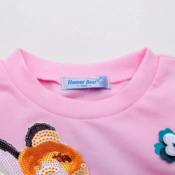 Humor Bære 2018 Nye Fashion Mærker til Piger med Lange Ærmer Tegnefilm Pailletter Design T-Shirt Casual Modetøj 2-6Y