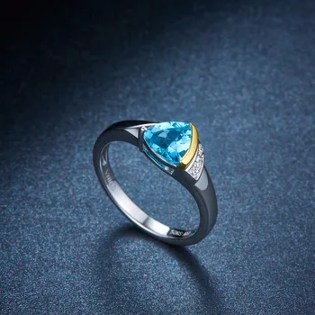 Hutang Sten Smykker Naturlig Gemstone Blue Topaz Massiv 925 Sterling Sølv Forlovelsesring Fine Smykker Til Kvinder Gift To Farver