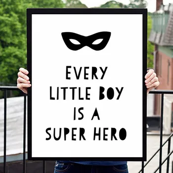 Hver Lille Dreng Er En Superhelt Børnehave Lærred Kunst Print Plakat Maleri Sjovt Citat Væggen Billede Til Børneværelset Uden Ramme